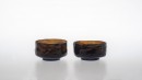 DECEMBRE. Chawan in black (deep brown) glass with added parts of cobalt, emerald and amber glass that appear according to the light. The base is imade with a dark opaque lapis glass. Each piece is particular.<br />Dimensions are around 110mm of diameter and 70mm for the height.<br />Photographic credit : Xavier Nicostrate. - Laurence Brabant Alain Villechange