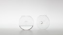 LENTILLES. Decanter with the two lenses. Suitable for the inner door of a fridge. Very easy gripping.<br />Dimensions : diameter 153mm, height 140mm. Capacity 65cl. <br /><br />Photographic credit : Xavier Nicostrate. - Laurence Brabant Alain Villechange